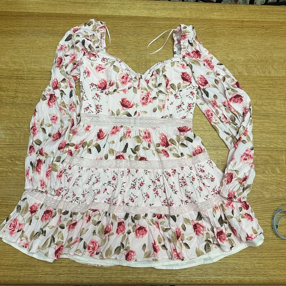 Altar’d State NWOT Kate Mini Floral dress corset underwire top sz Large, 16” p2p - Image 3