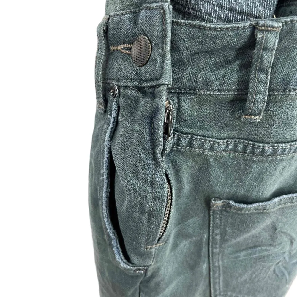 Free People Slate Blue Adjustable Straps Skinny Denim Overalls Women Size 24 - Image 3