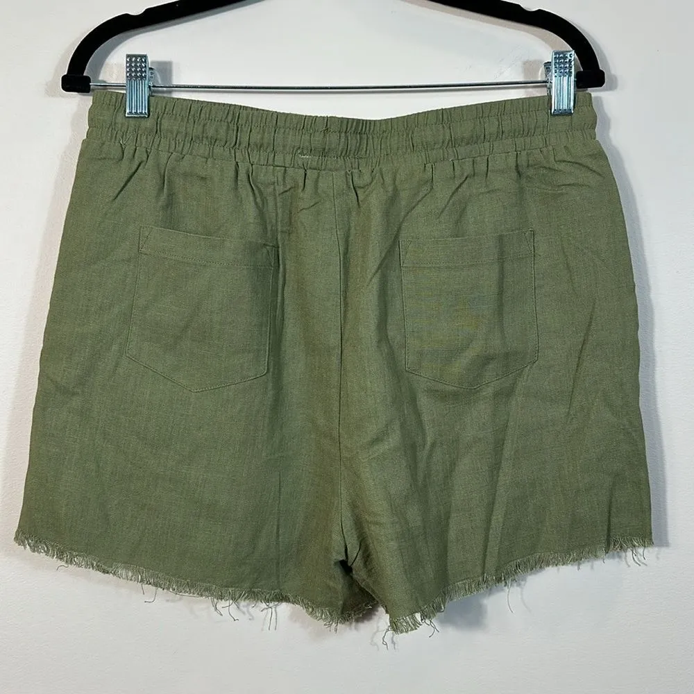 Altar’d State NWT Green Raw Hem Linen Viscose Lined 4 Pocket Shorts Women Large - Image 2