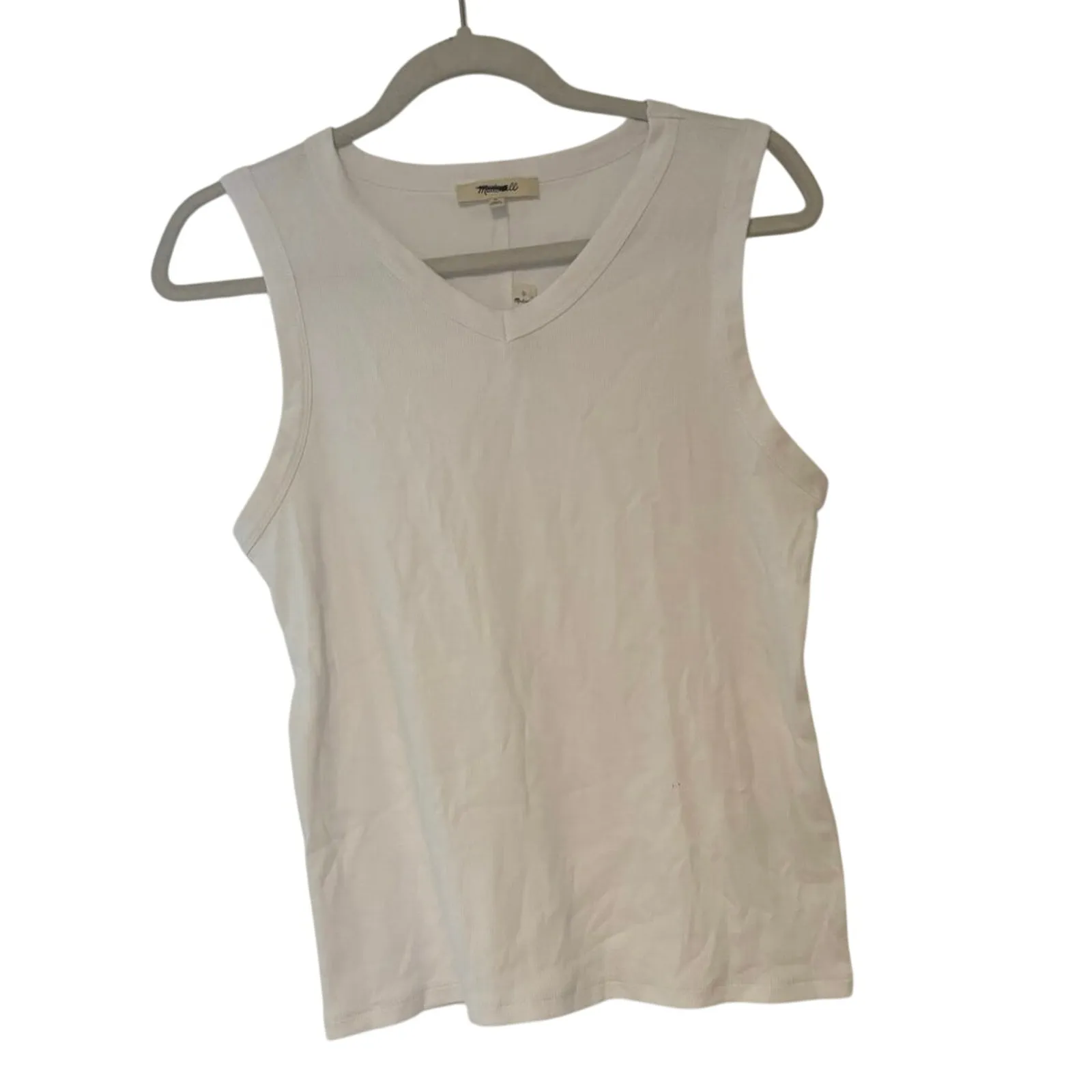 NWT Madewell Re)generative Cotton Ribbed High V-Neck Tank In White Size M - Image 3
