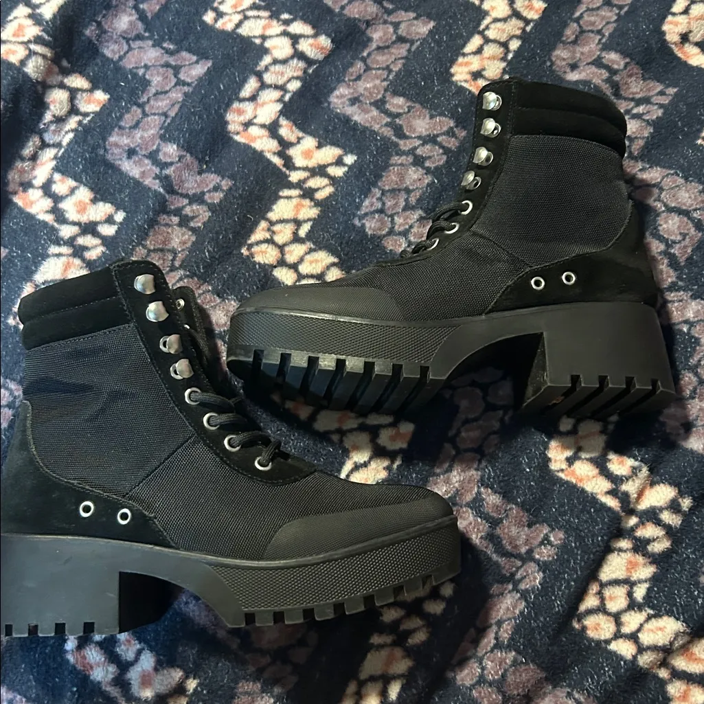 Steve Madden Black Combat Boots - Image 5