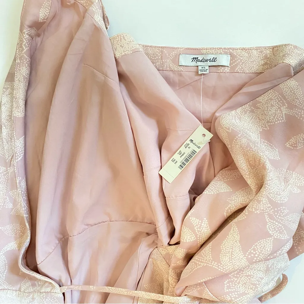 NWT🌸 Madewell (Re)sourced Crepe Cami Wrap Midi Dress in Pindot Blooms, Lined, XL - Image 9