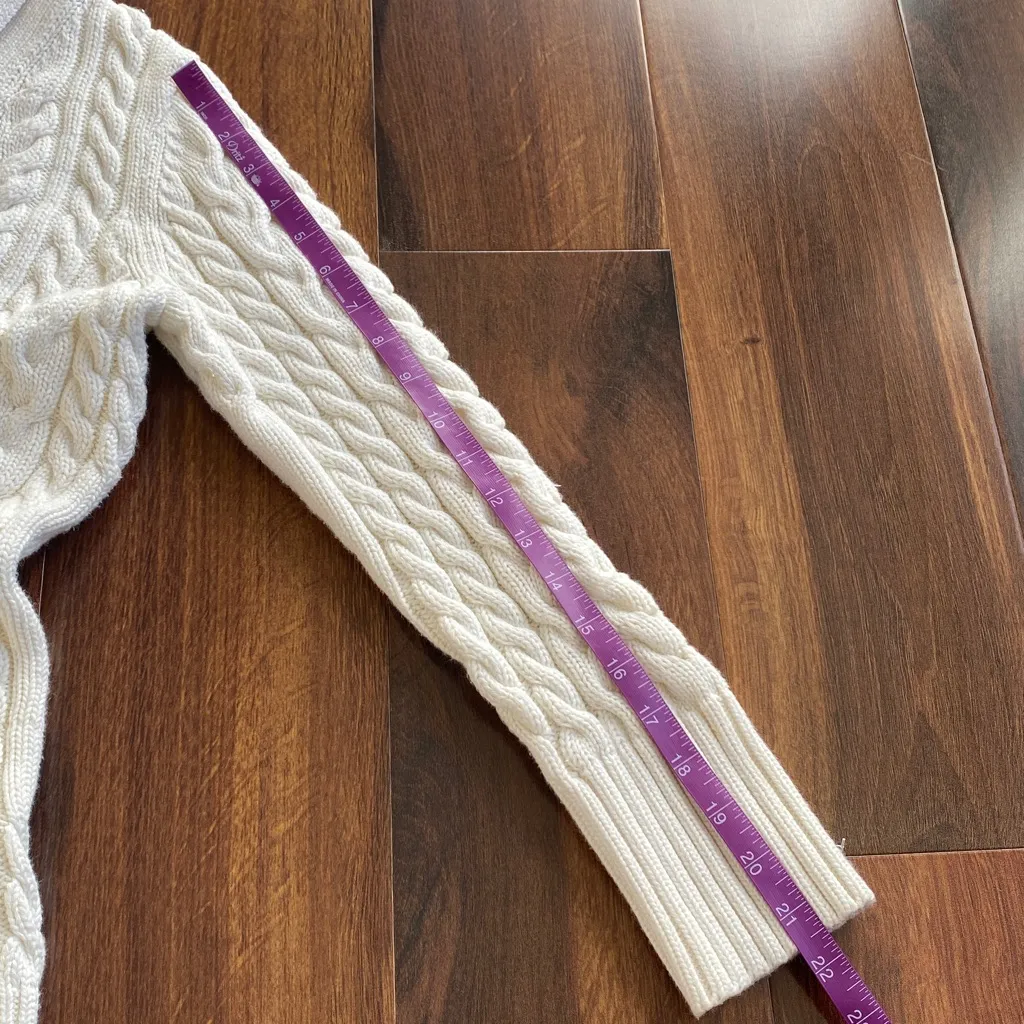 Doncaster 100% Cotton Chunky Cable Knit Button Cardigan High Neck - Image 6