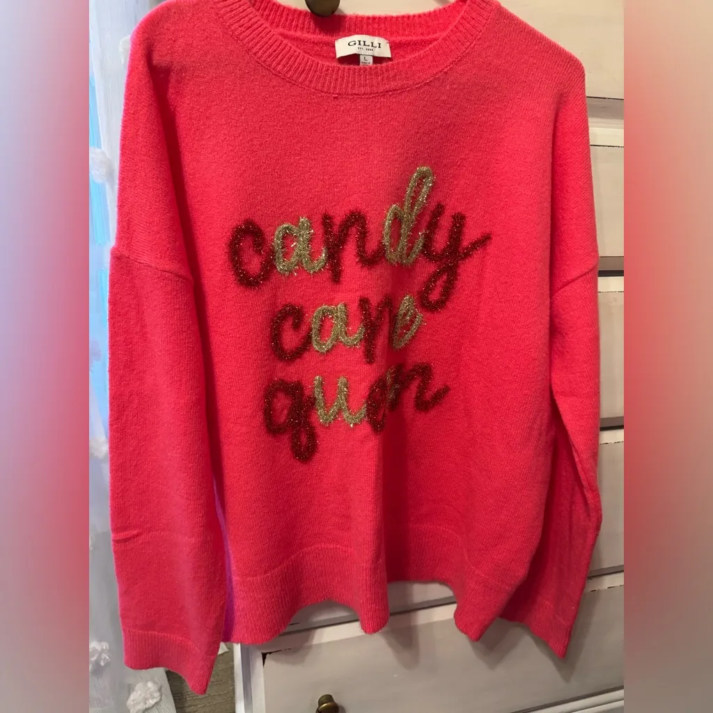 Christmas Sweater Ugly/Cute Pink Candy Cane Queen Size L by Gilli Size L - Image 2