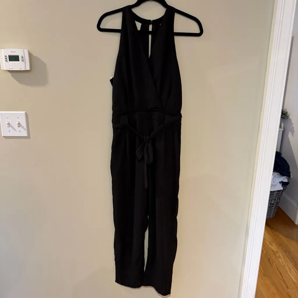 Lulus In the City Black Surplice Sleeveless Jumpsuit - Image 4