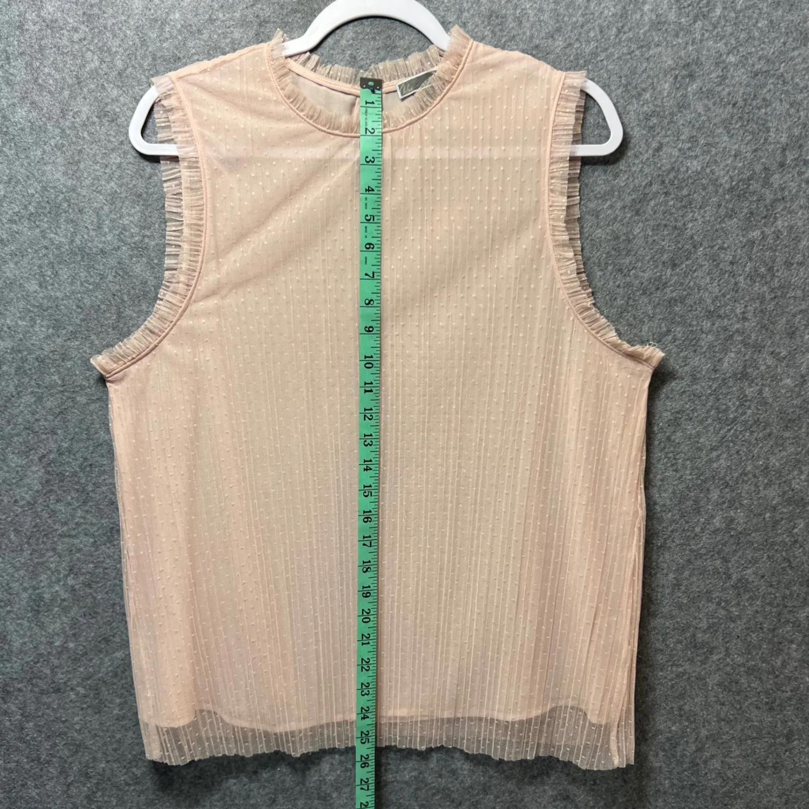 Chelsea28 Top XL Blush Pink Sheer‎ Mesh Ruffle Trim Sleeveless Blouse - Image 3
