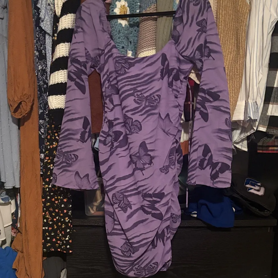 Knee Length Purple Butterfly Dress - Image 6