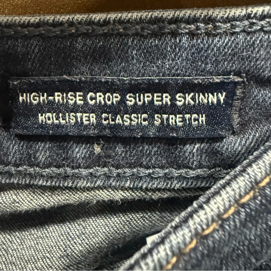 Hollister Dark Blue Ripped High Rise Cropped Super Skinny Jeans Size 5R 27W 28L - Image 7