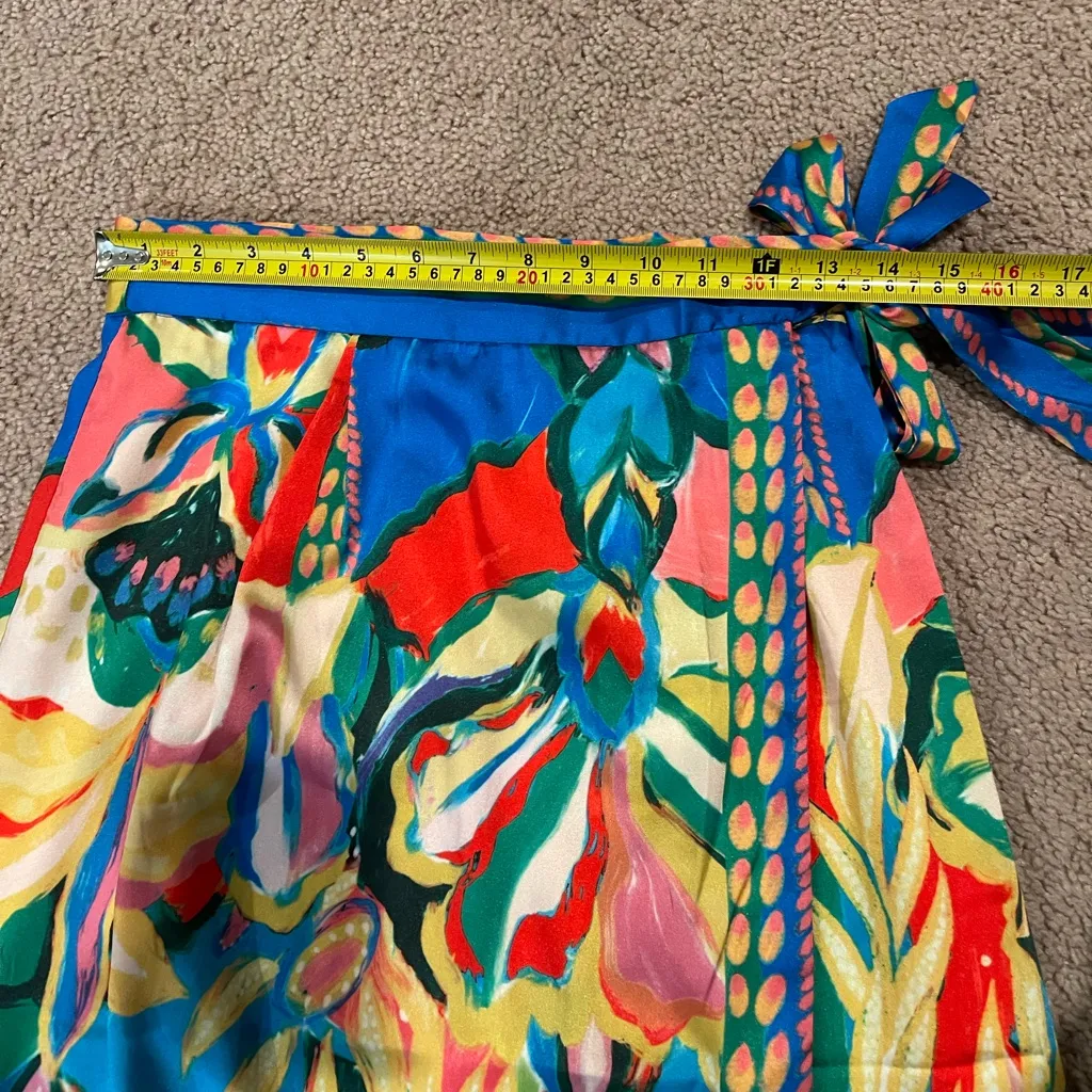 ELIE TAHARI Multicolor Trendy Paisley Floral Wrap Midi Skirt - Image 5