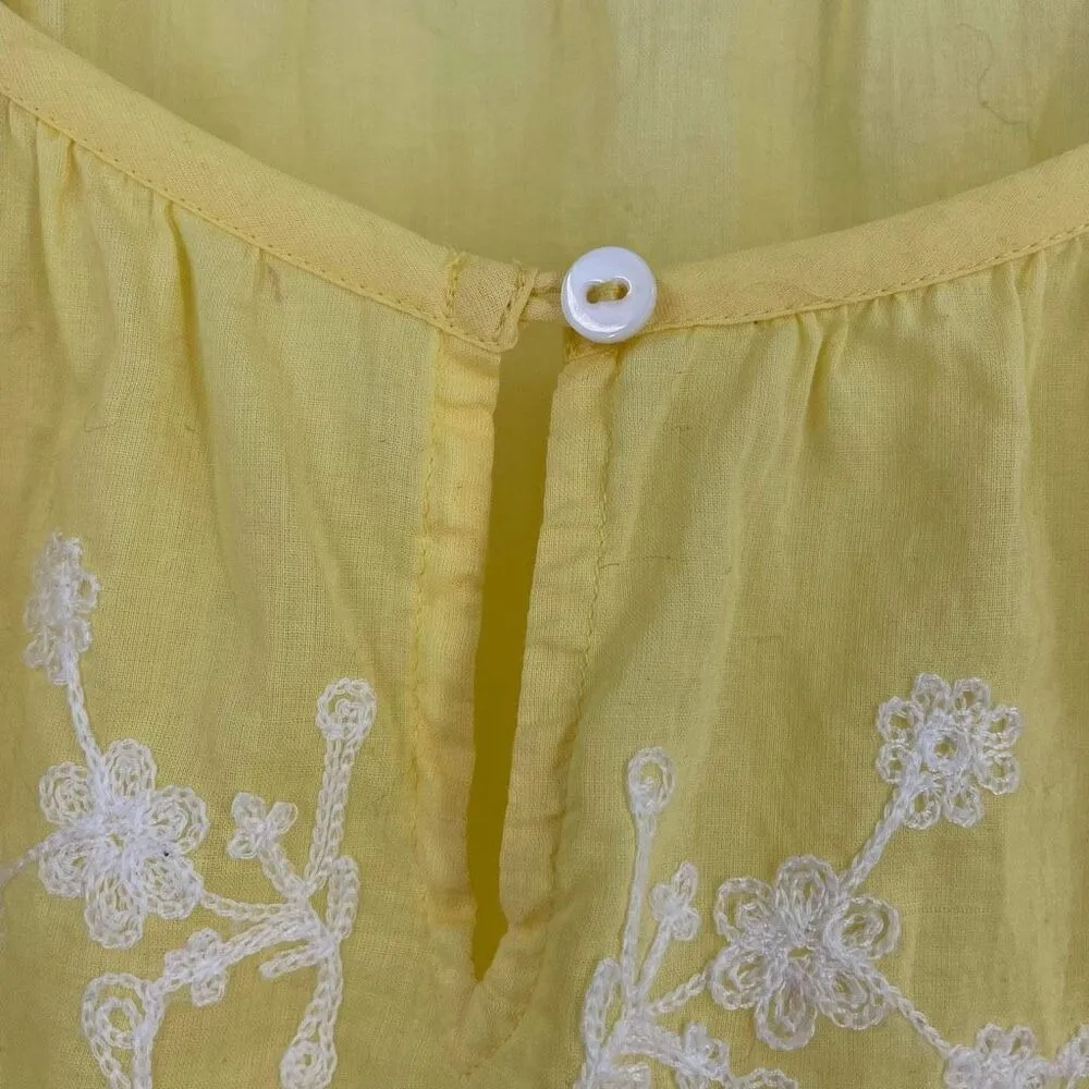 Chico's Eyelet Embroidered Tunic Blouse Top‎ Canary Yellow Size 3 large - Image 6