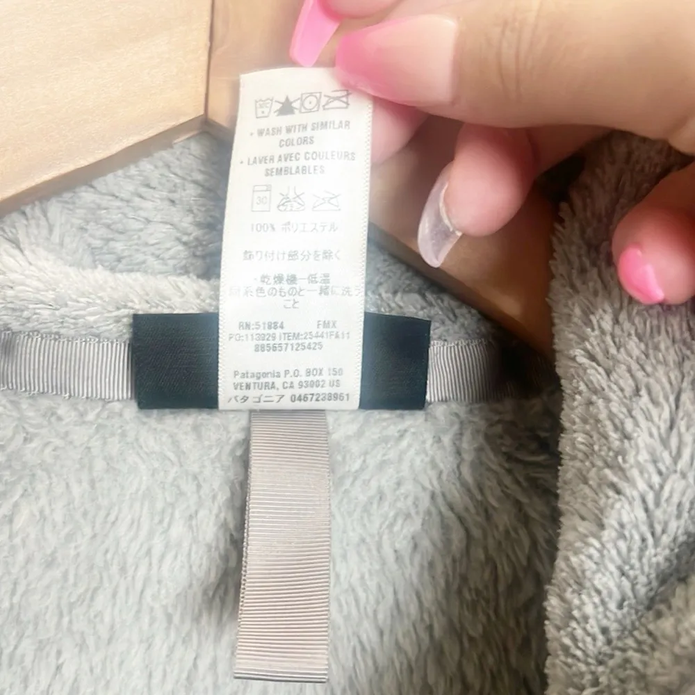 Patagonia Gray Button Snap Pullover Fleece 100% Polyester Jacket - Image 9