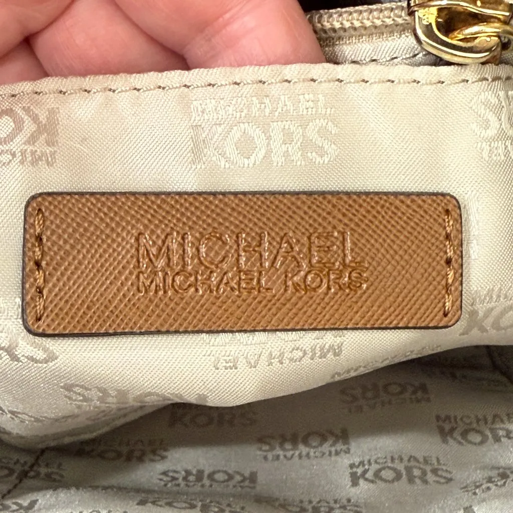 Michael Kors Jet Set Travel Brown Top Zip MK Signature Purse w/ Wallet - Image 9