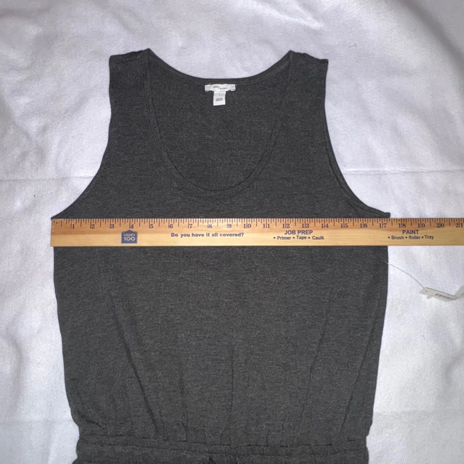 Daily Ritual Women's Sleeveless Knit Jumpsuit Drawstring Waist lounge comfy gray - Image 6