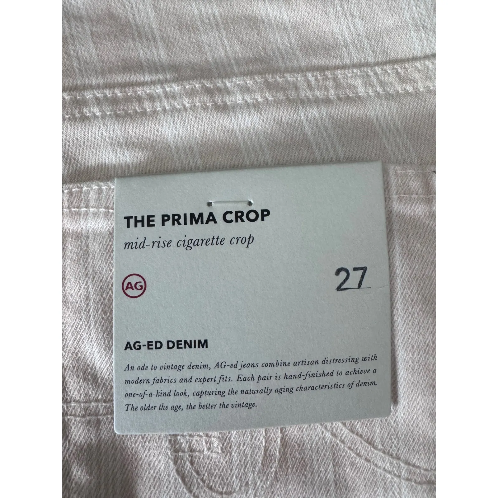 AG jeans Adriano Goldschmied The Prima Crop Jeans Pink Stripe‎ Mid Rise Size 27 - Image 7