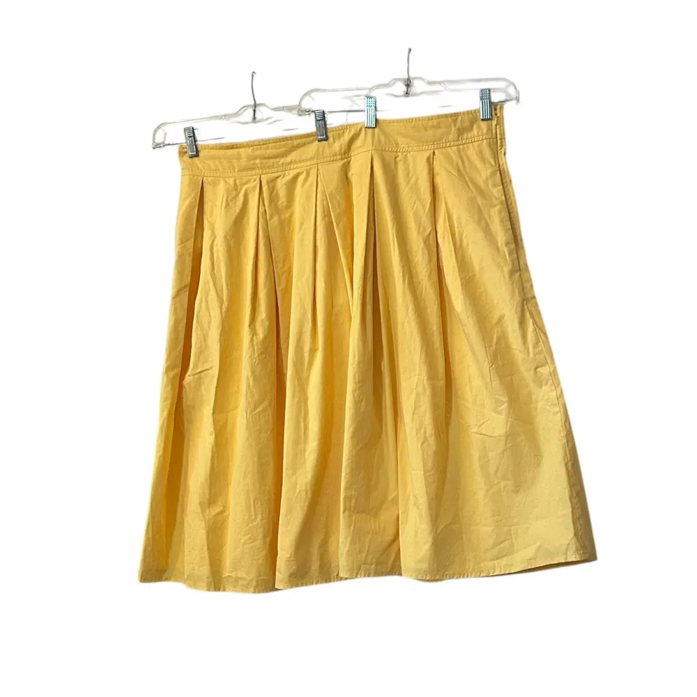 Eshakti Yellow Pleated Cotton Knee Length A-Line Full Modest Sz 3X Pockets Skirt - Image 2