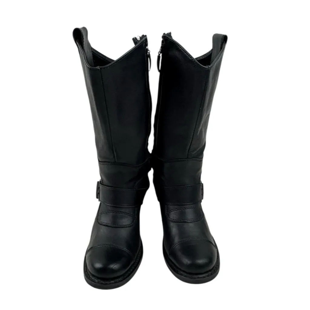 *Harley Davidson Boots Womens 7 Black Leather Heeled Mid Calf Motorcycle Biker - Image 3
