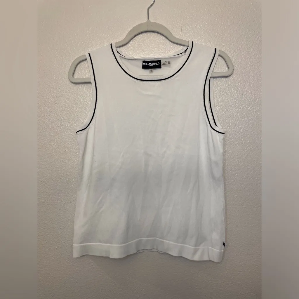 KARL LAGERFELD PARIS Women’s Tipped Knit Tank‎ Top Size S - Image 2