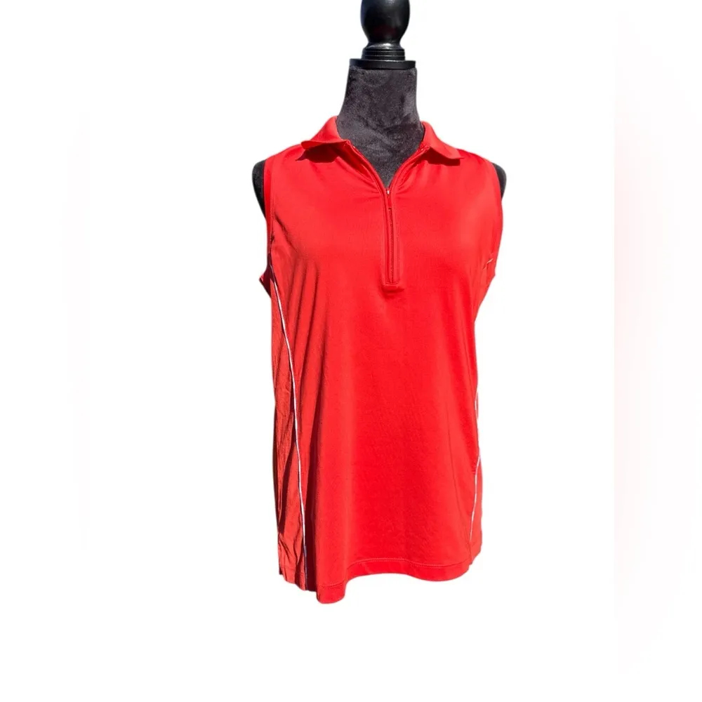 Peter Millar Sun Comfort Orange Sleeveless Polo L UPF 50+ Golf Tennis Active Top - Image 2