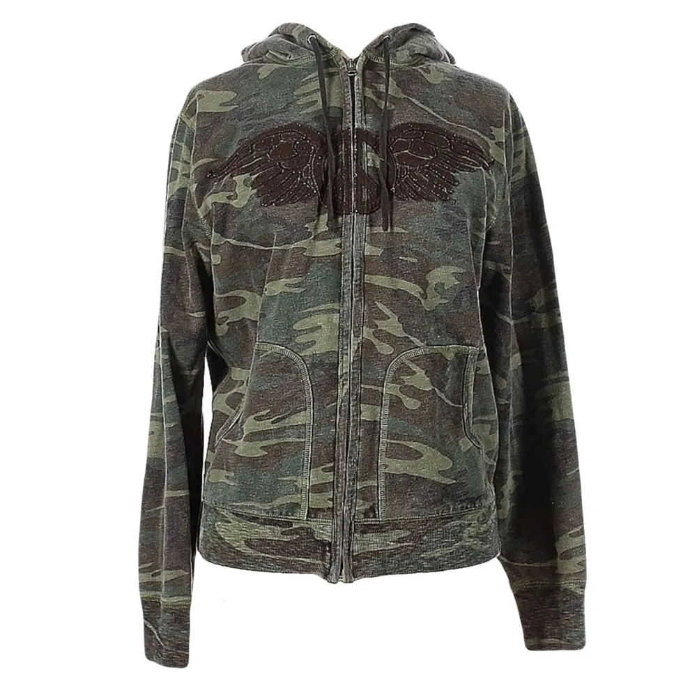 Lucky Brand VHTF: new  シ Embroidered Winged Peace Sign Zip Hoodie Sweatshirt シ - Image 13