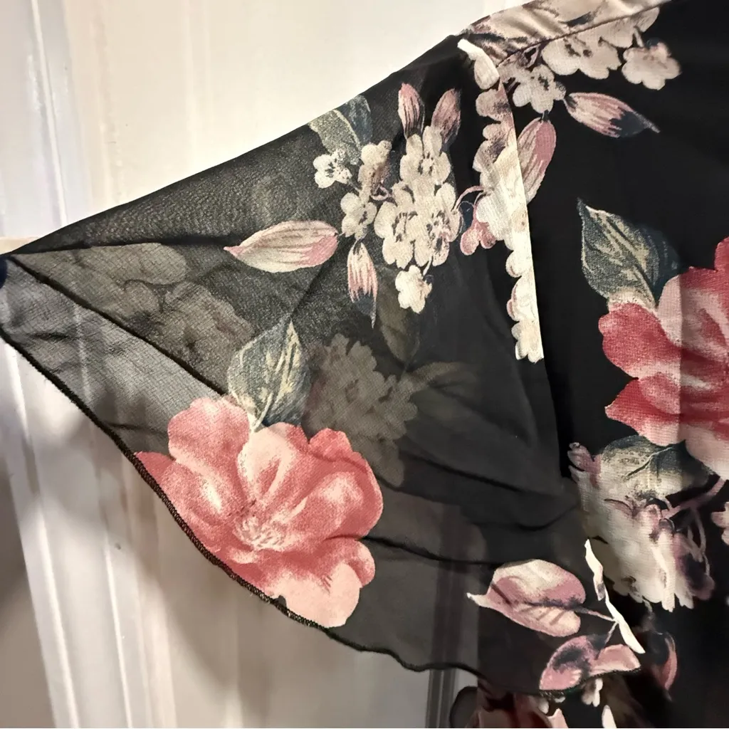 Maurices Black Dress with Pink and White Floral Design - Image 3