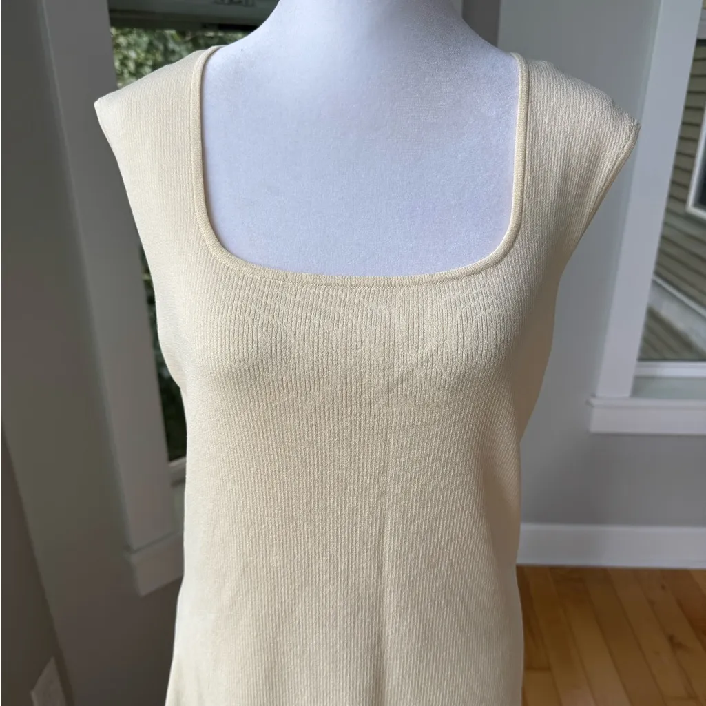 Jones New York Butter Yellow Ribbed Square Neck Sleeveless Knit Top Size XL New - Image 4