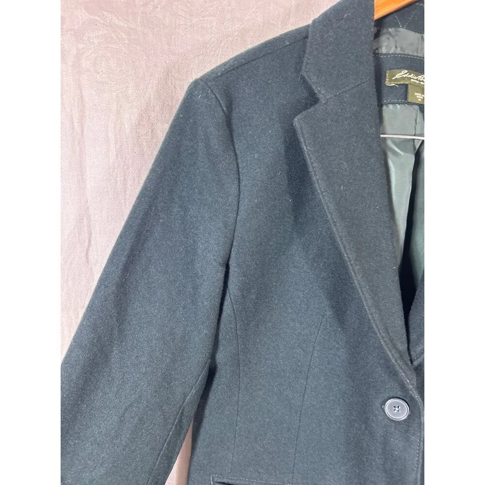Eddie Bauer Blazer 10 Green Wool Blend Felt Classic Lined Equestrian - Image 3
