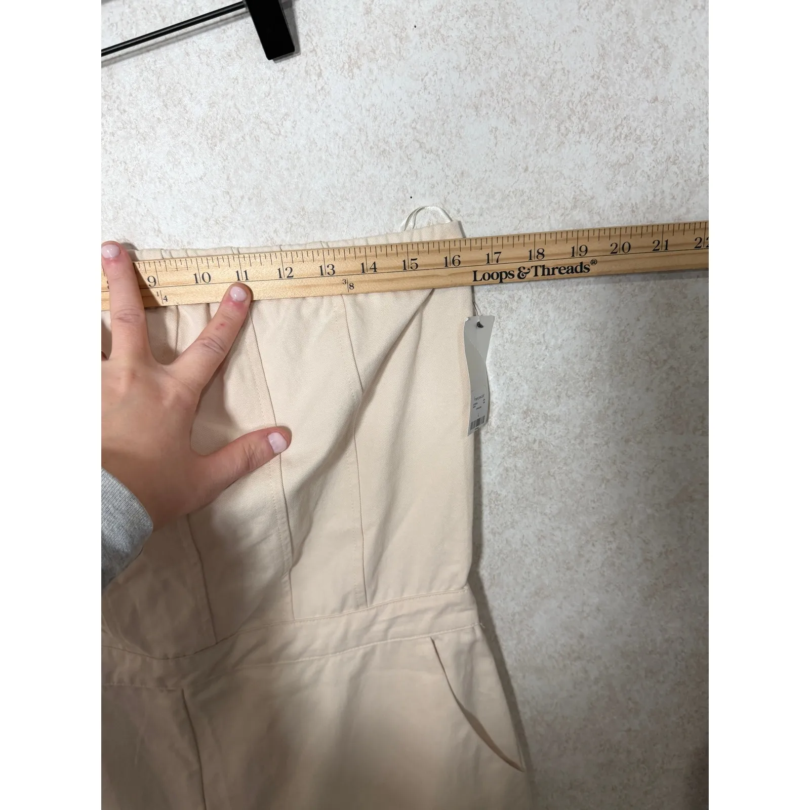 Audrey Parks Francesca's NWT Cargo Strapless Wide Leg Jumpsuit Jumper Pants L Tan Size L - Image 3