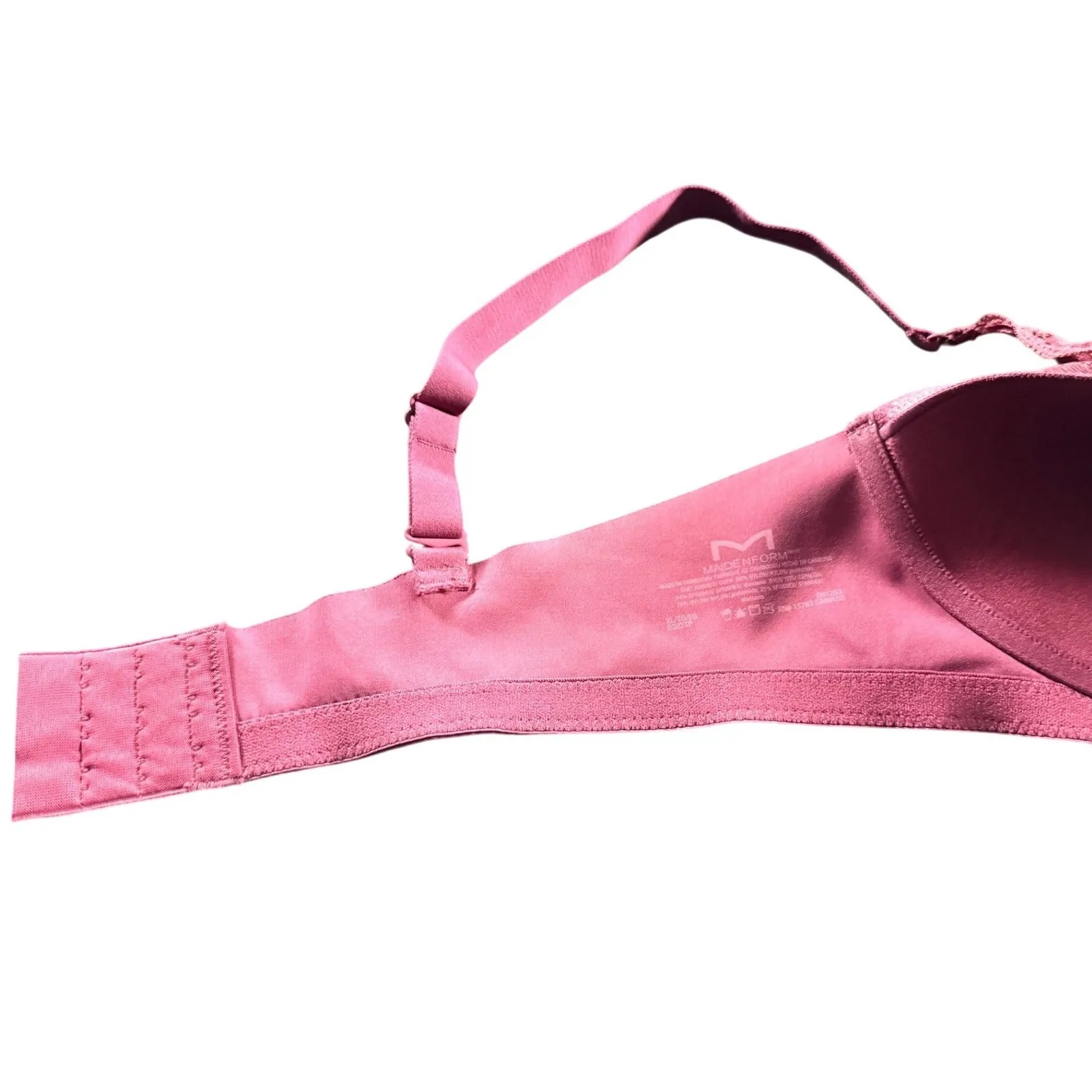 Maidenform Lace Comfort Crush Pink Soft Cup Full Coverage Adjustable Straps Bra - Image 3