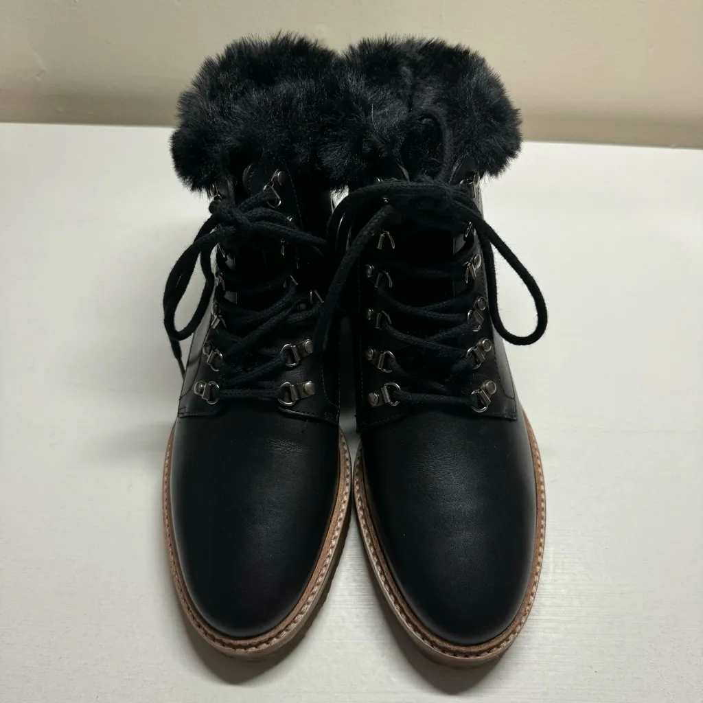 Botkier  Winter Fur Trimmed Leather Ankle Boots‎ Size 8.5 - Image 4