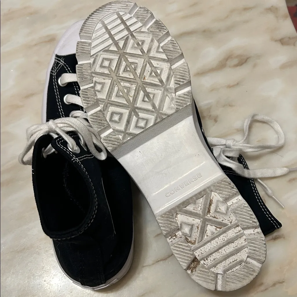 Converse All Star Lugged Black & White Platform Hightop Canvas Sneakers Size 9.5 - Image 6