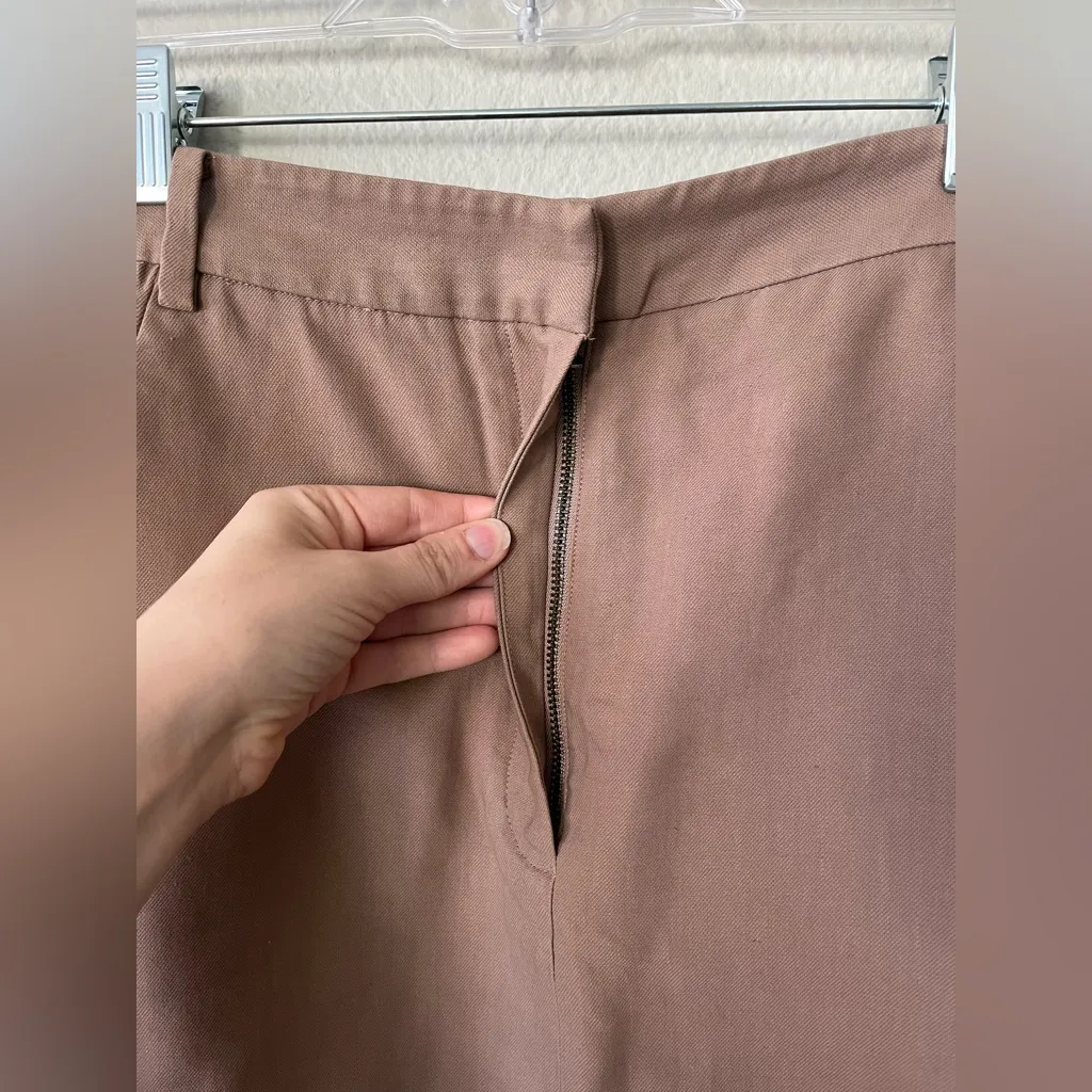 TIBI Removeable Tie Mini Linen Skirt in Camel Tan Women's Size 0 - Image 4