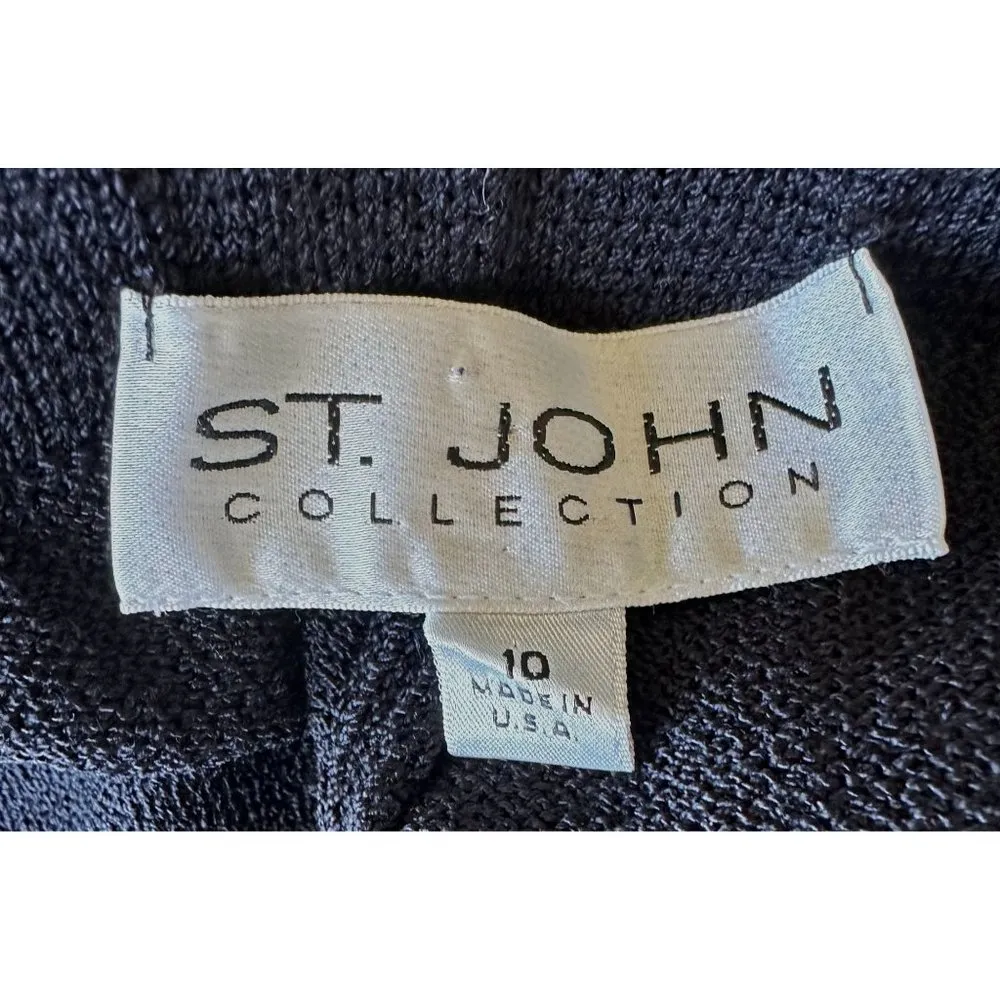 St John Collection Pants Size 10  Black Elastic Stretch Waist High Rise … - Image 9
