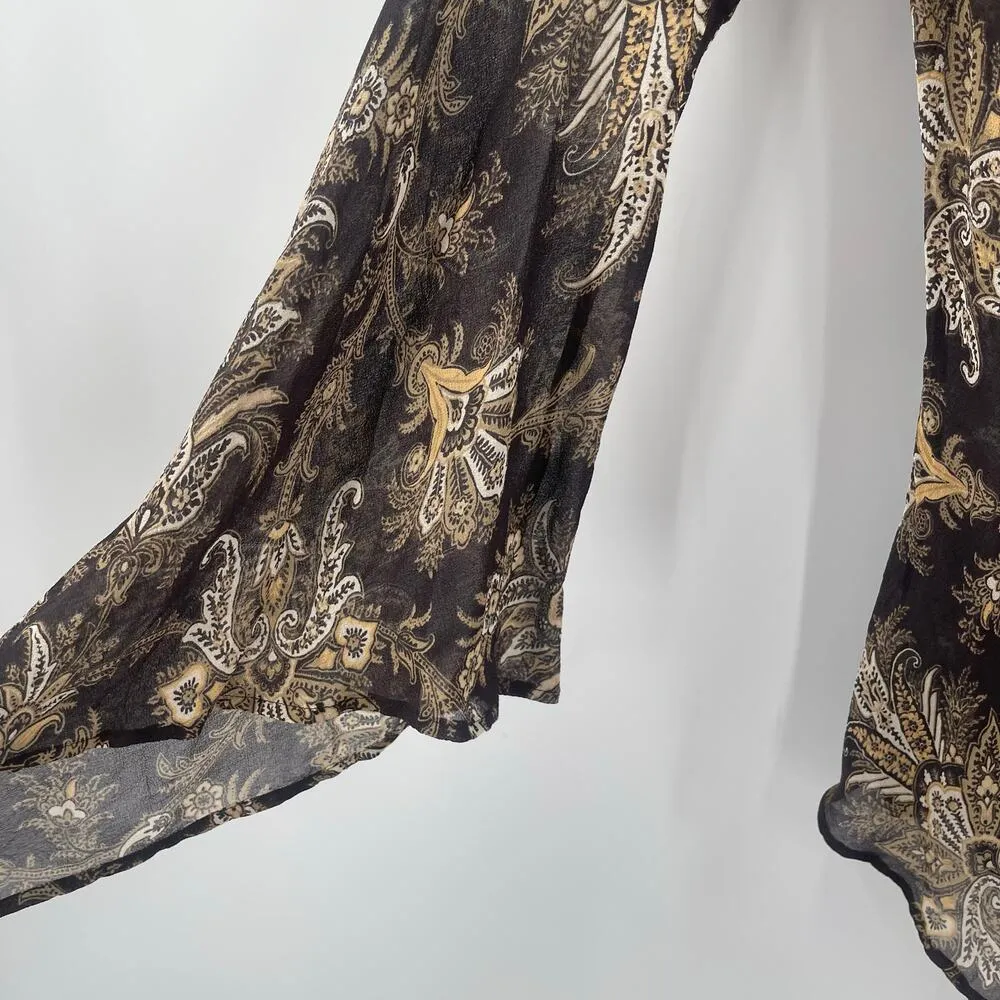 VINTAGE Y2K Express Juniors 5/6 (Small) Top Sheer 100% Silk Vintage 2000s Whimsy - Image 5