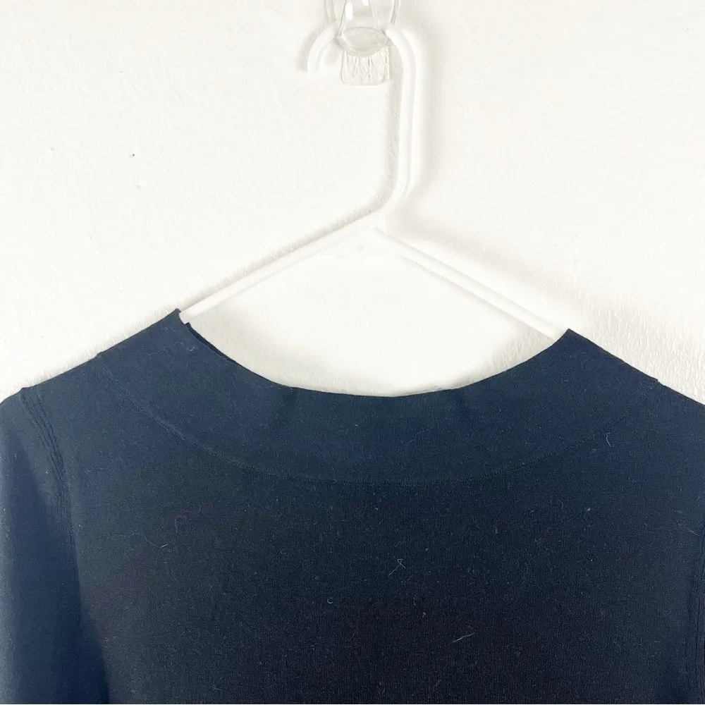 ANTHROPOLOGIE Angel Of The North Black With Gray Trim Cashmere Blend Top Large - Image 7