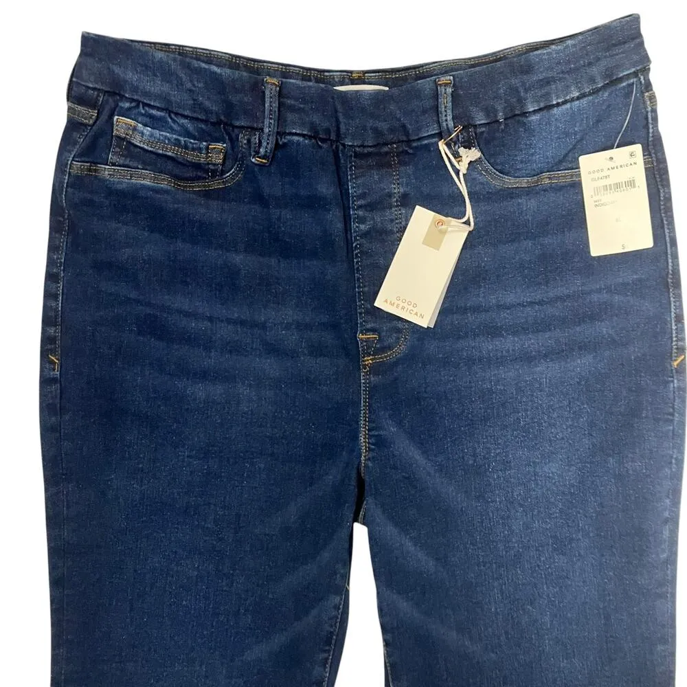 NWT Good American Good Legs Flare Pull on Dark Wash Jeans GLF478BT Size XL - Image 2