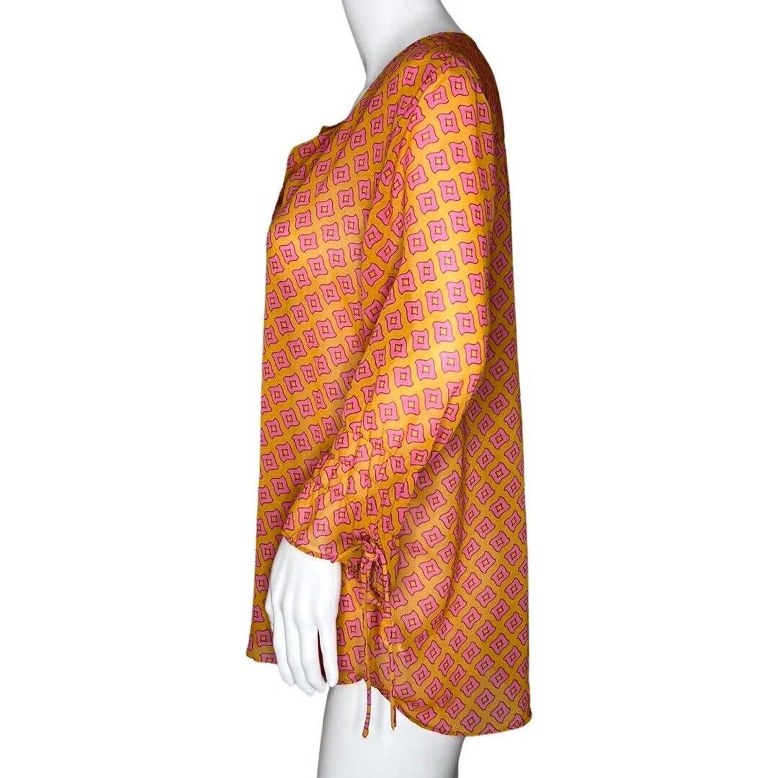 Carolina Williamson Shirt Women Large‎ Orange Pink Geometric Casual Bohemian - Image 3