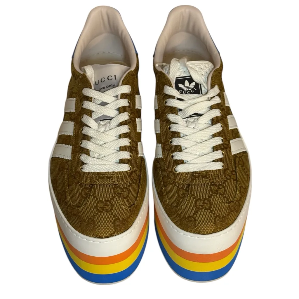 Gucci x Adidas Gazelle Platform Sneakers in GG Canvas Size 8 - Image 8