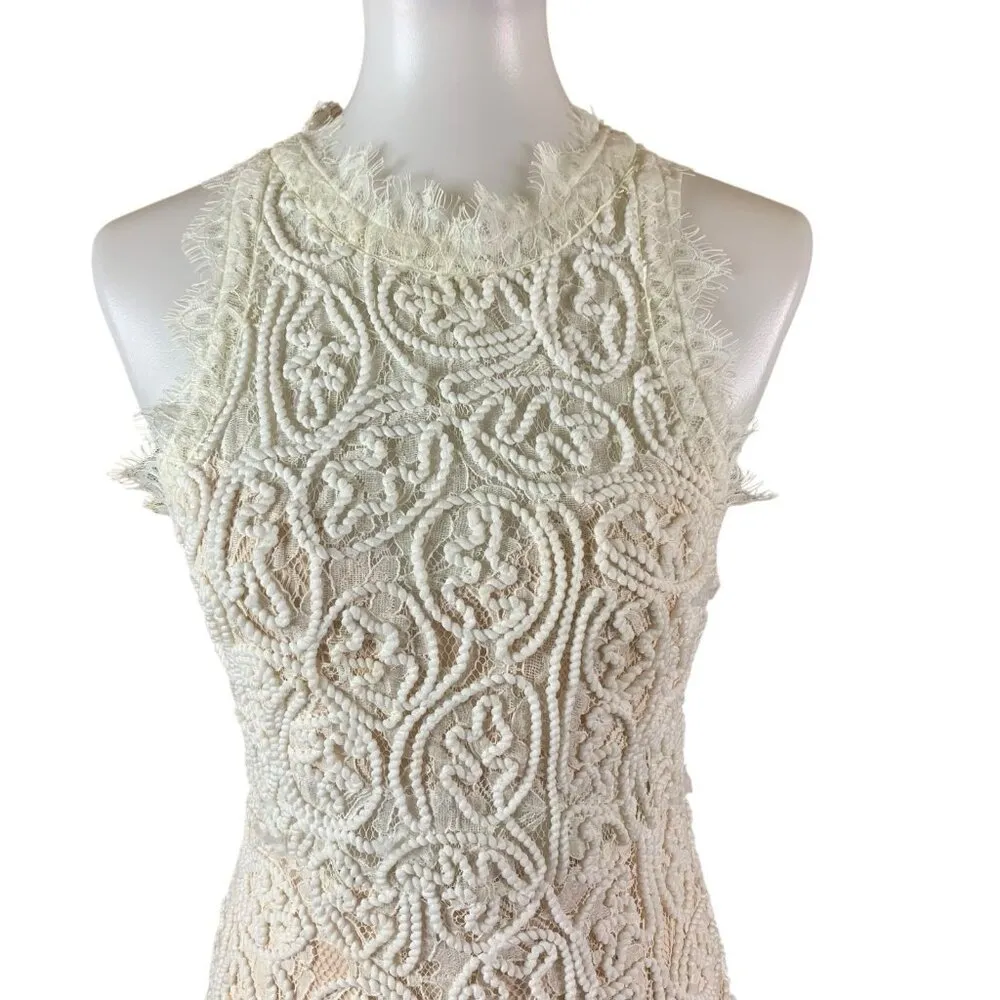 A.Peach‎ White Lace Sleeveless Bodycon Dress Cocktail Small - Image 2