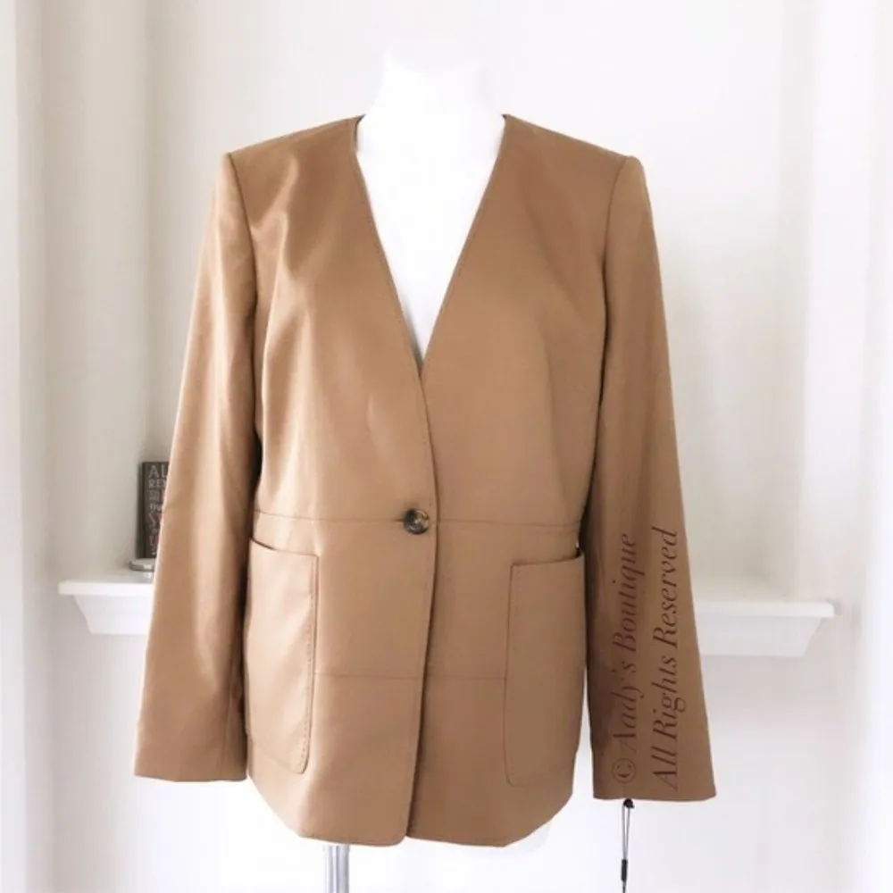 Donna Karan Collarless One-Button Suit Blazer, Autumn Breeze Size 14 New w/Tag - Image 4