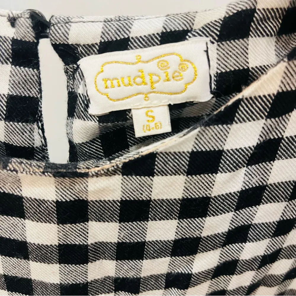 Mud Pie Black and White Checkered Women's Top ruffle sz small - Image 3