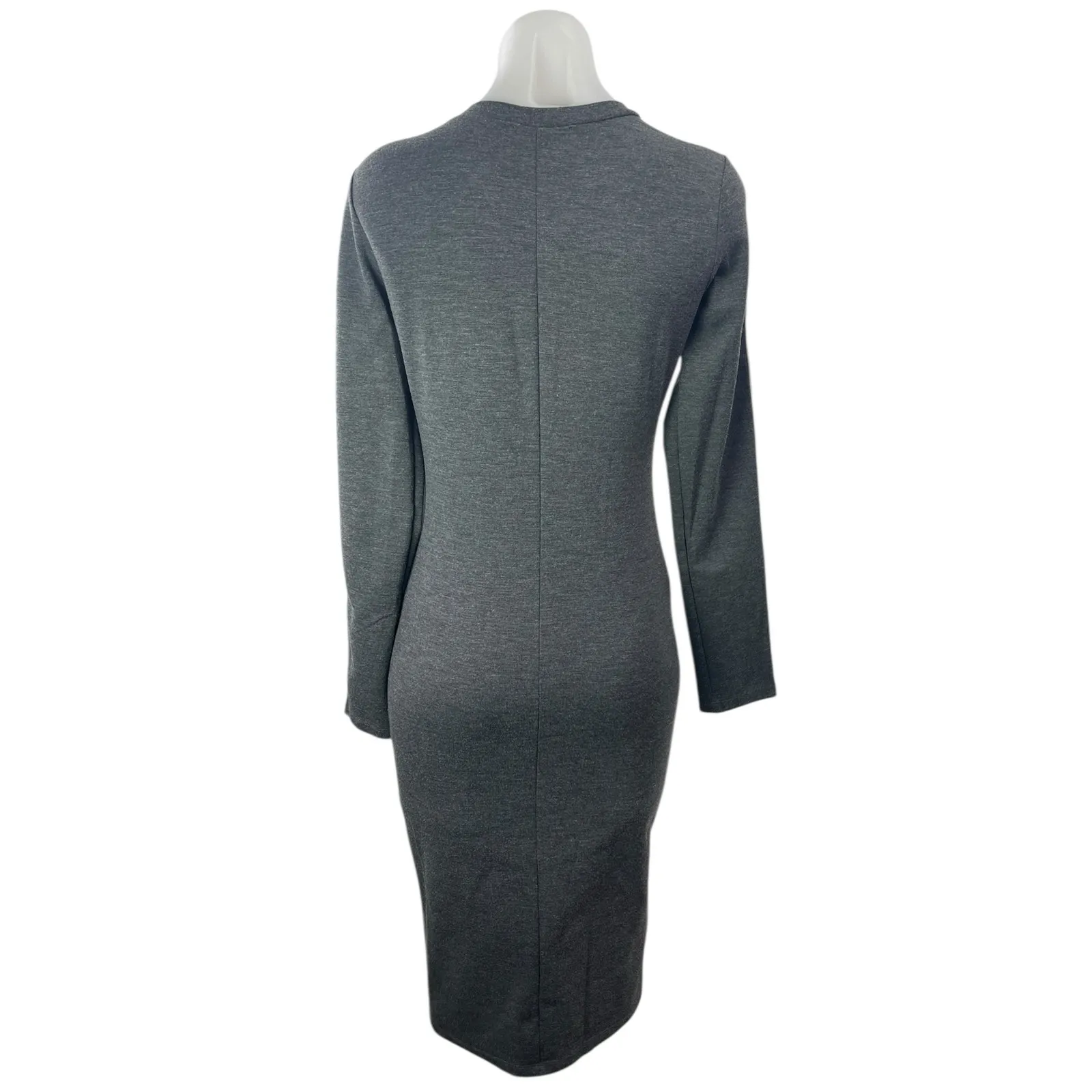 Zara Trafaluc Women's Gray Striped Long Sleeve Knit T Shirt Midi Dress Size S - Image 2