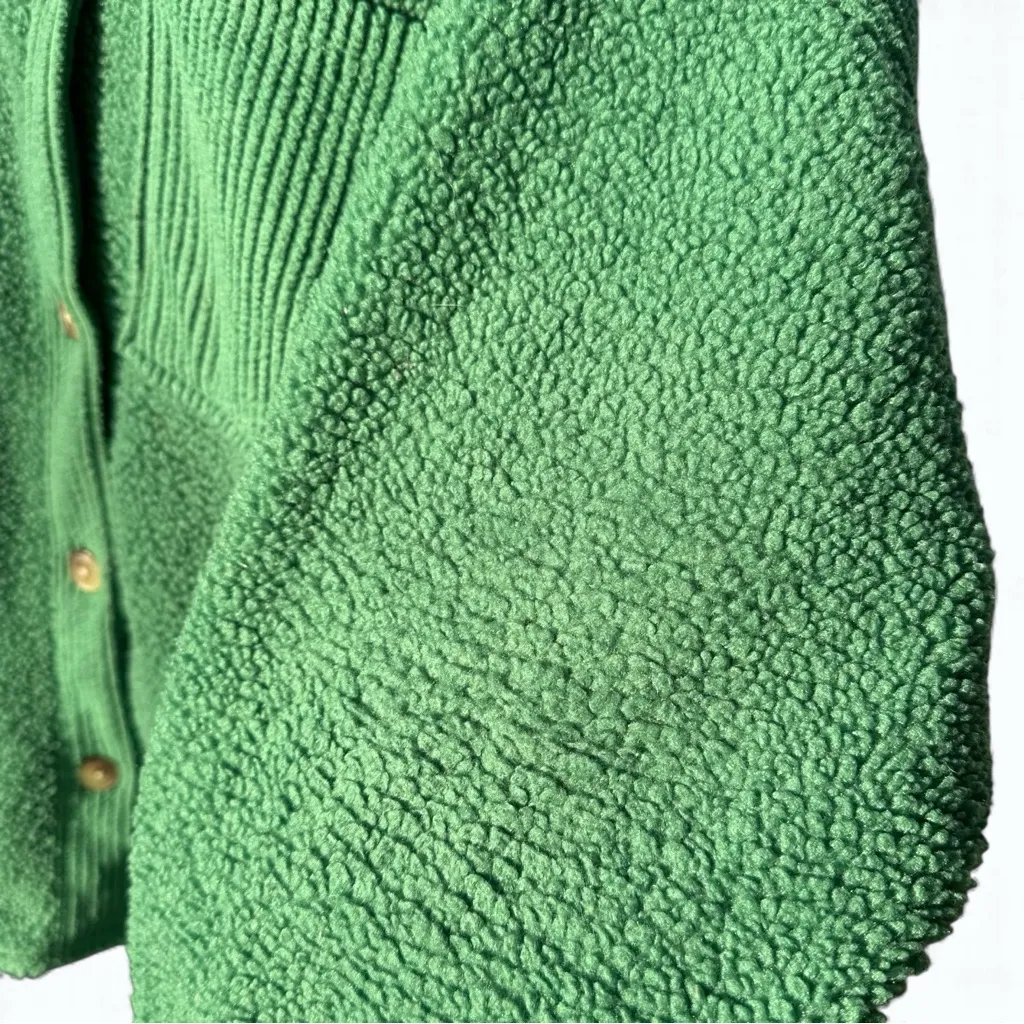 American Eagle Green Teddy Shacket Coat L - Cozy Textured Button Front - Image 5