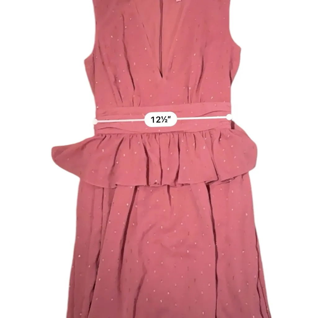 RTR LDT Pink Rose Metallic Peplum Waist‎ Sleeveless V Neck Maxi Gown Dress Sz 2 - Image 11