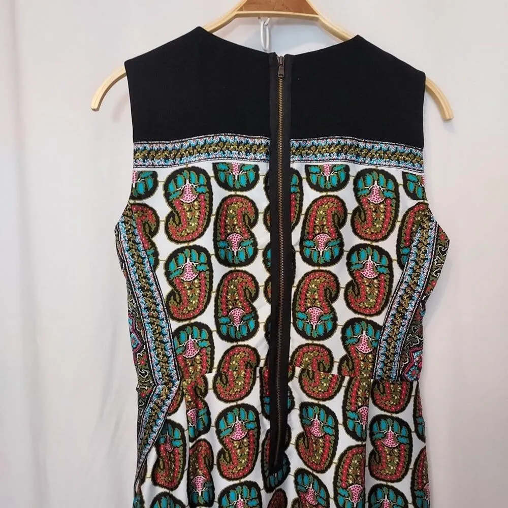 Rachel by Rachel Roy Multicolor Black White Red Blue Floral Paisley Shift Dress Size 10 - Image 5