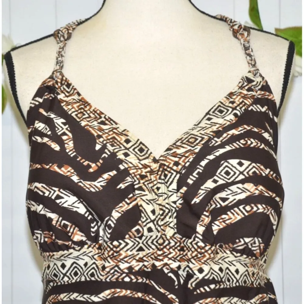 Faded Glory Brown Multi Animal Print Swimsuit Tankini Halter Style Plus Size 3X - Image 2