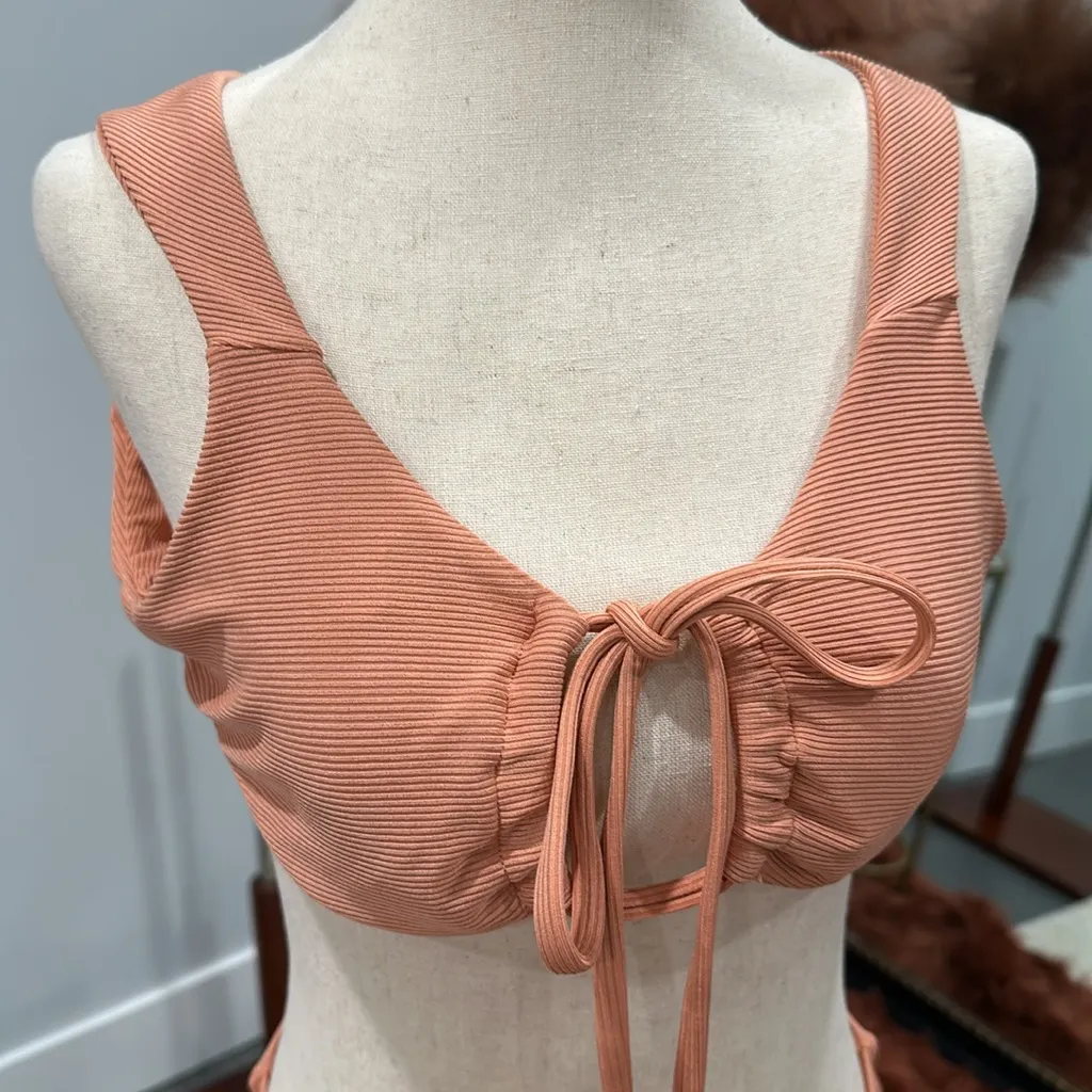 Coral Ribbed Bikini Set - Image 2