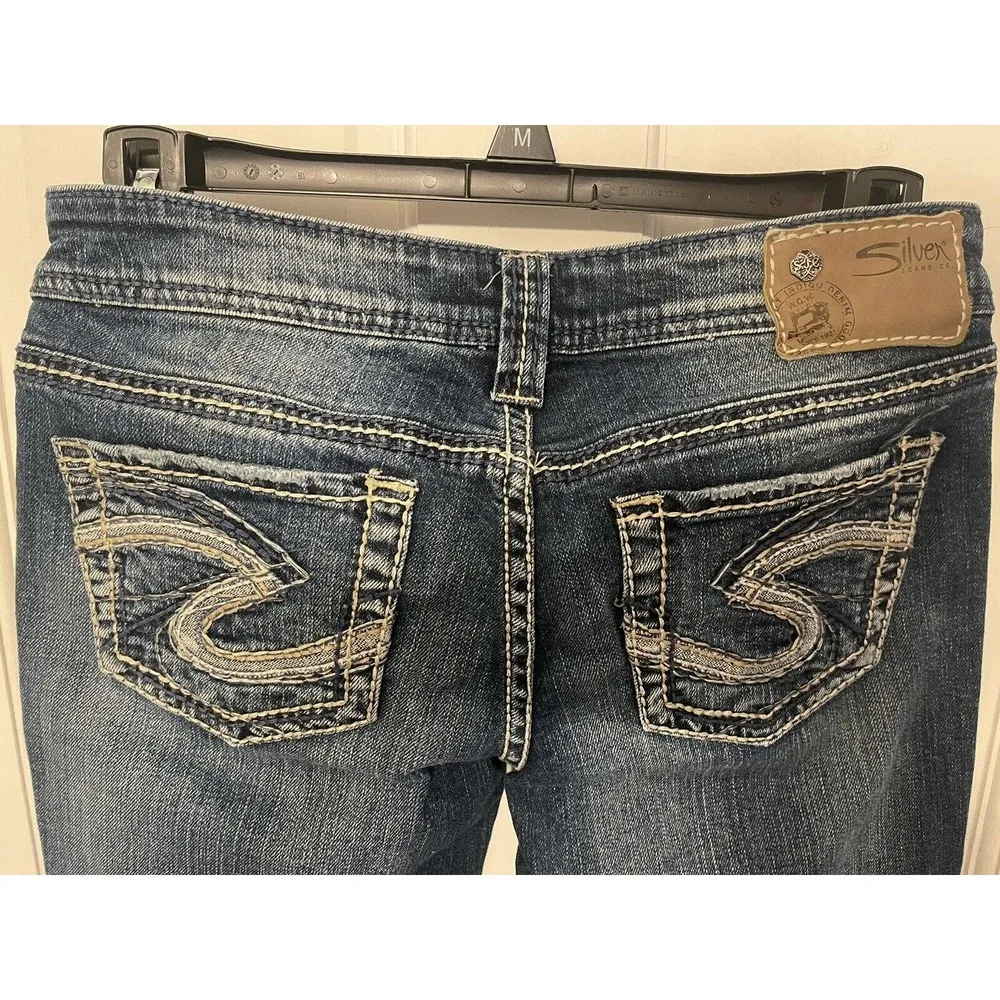 Silver Jeans Dark Wash Aiko Bootcut Denim Jeans Womens Low Rise Marked 26x29(27) - Image 3