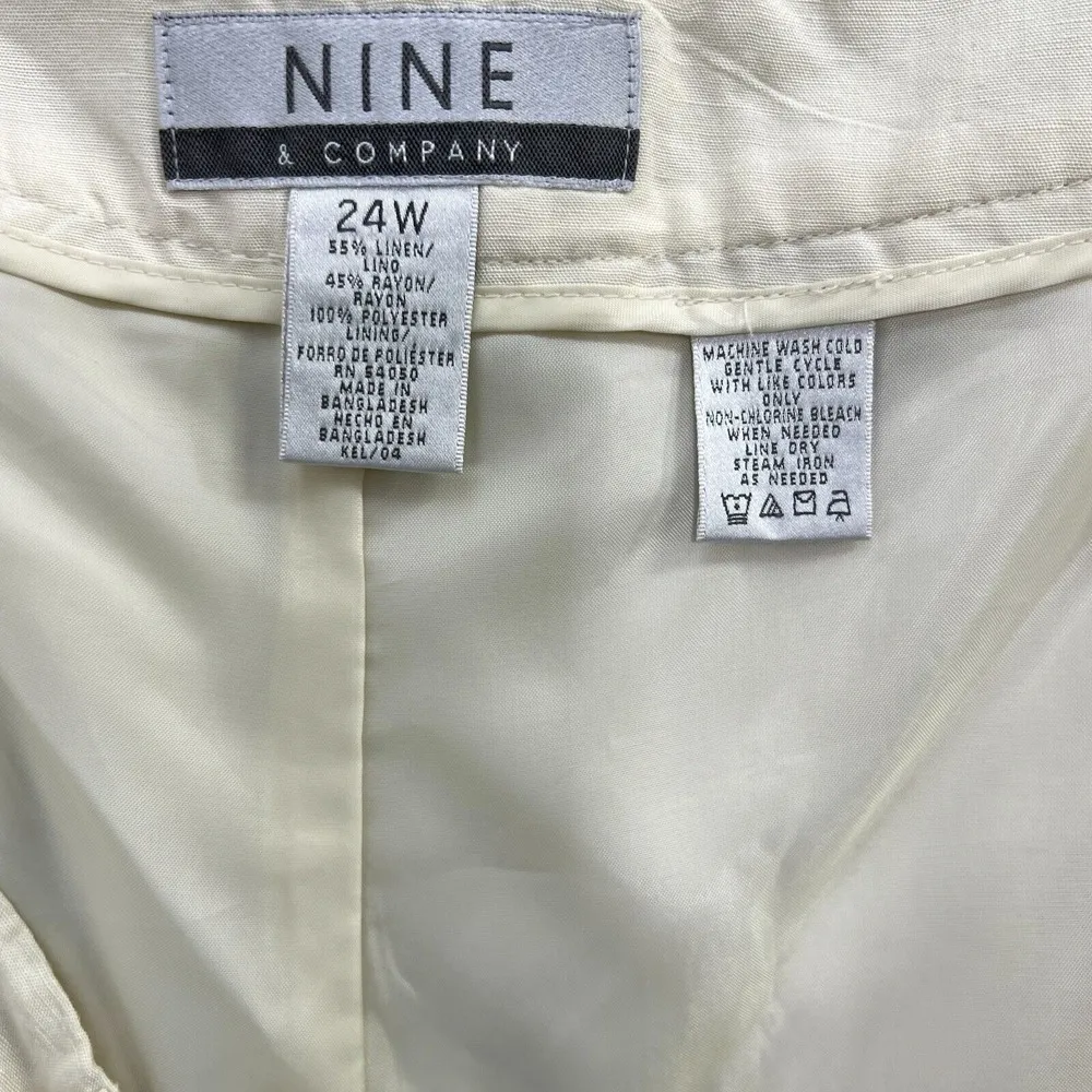 Nine & Company Linen Blend Straight Leg  Lined Cargo Pants Womens 24W Beige‎ - Image 3