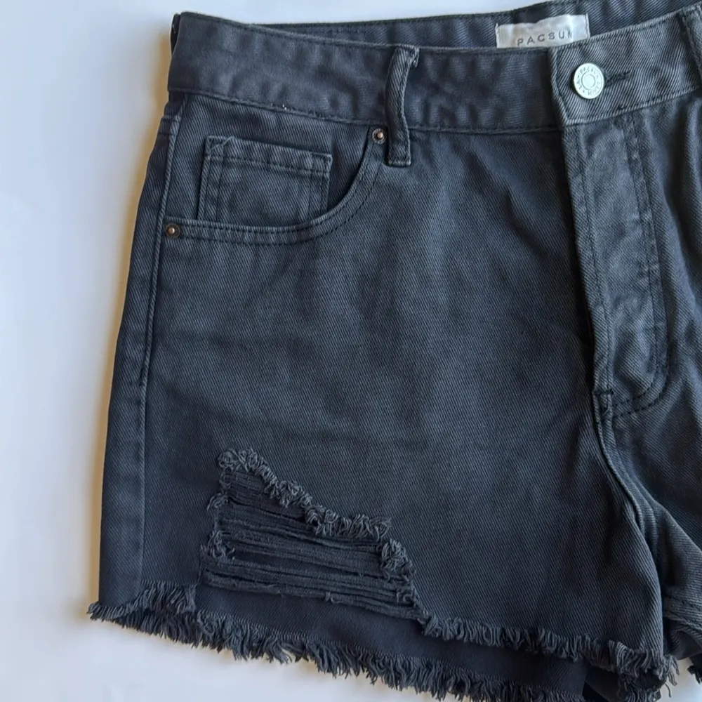 PacSun High Waist Festival Distressed Jean Shorts Faded Black Size 27 NWT - Image 5