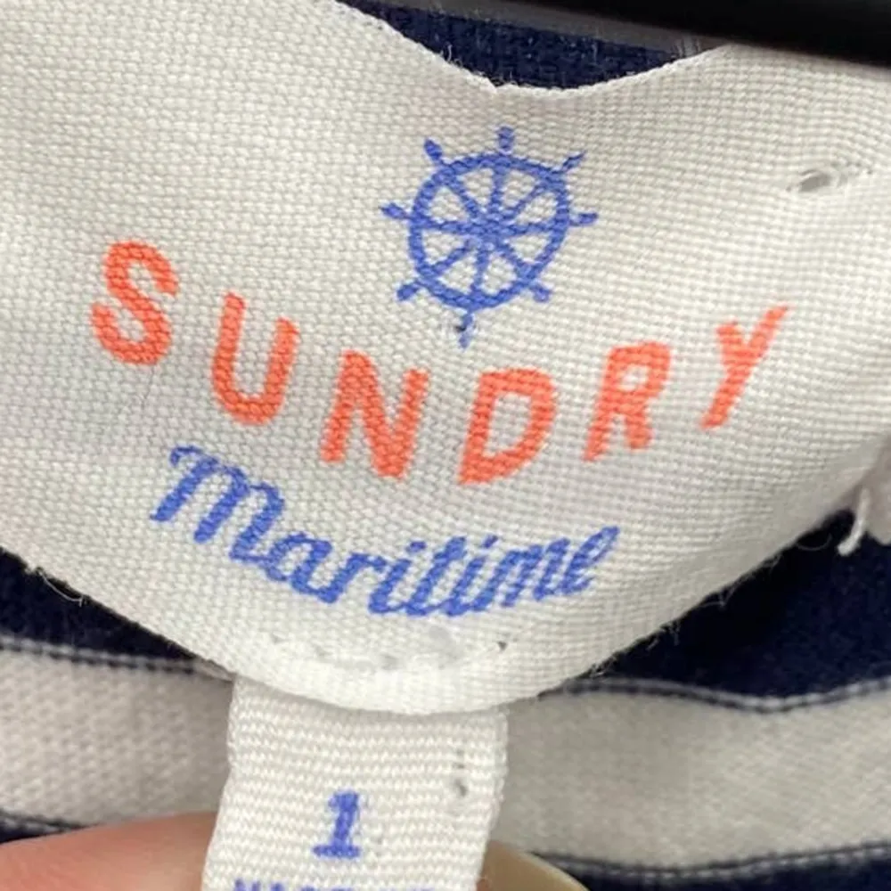 Sundry Maritime Mini Dress Striped Sleeveless Tank Bauble Hem Navy White 1 Small - Image 7